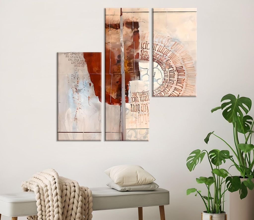 Wallity, MXA07, Dekoratives Leinwandgemälde (3-teilig), Mehrfarbig, Baumwolle, 20 x 40 cm