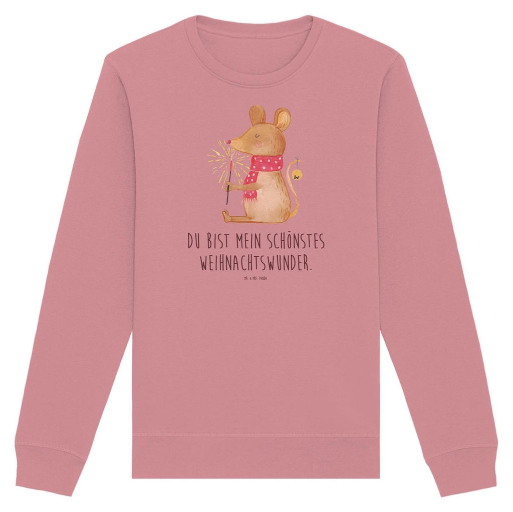 Mr. & Mrs. Panda Baumwoll Sweatshirt Maus Weihnachten Größe L - Canyon Pink - Geschenk, Pullover, Sweater, Bio, Mäuschen, Weihnachtsgruß, Frohe...