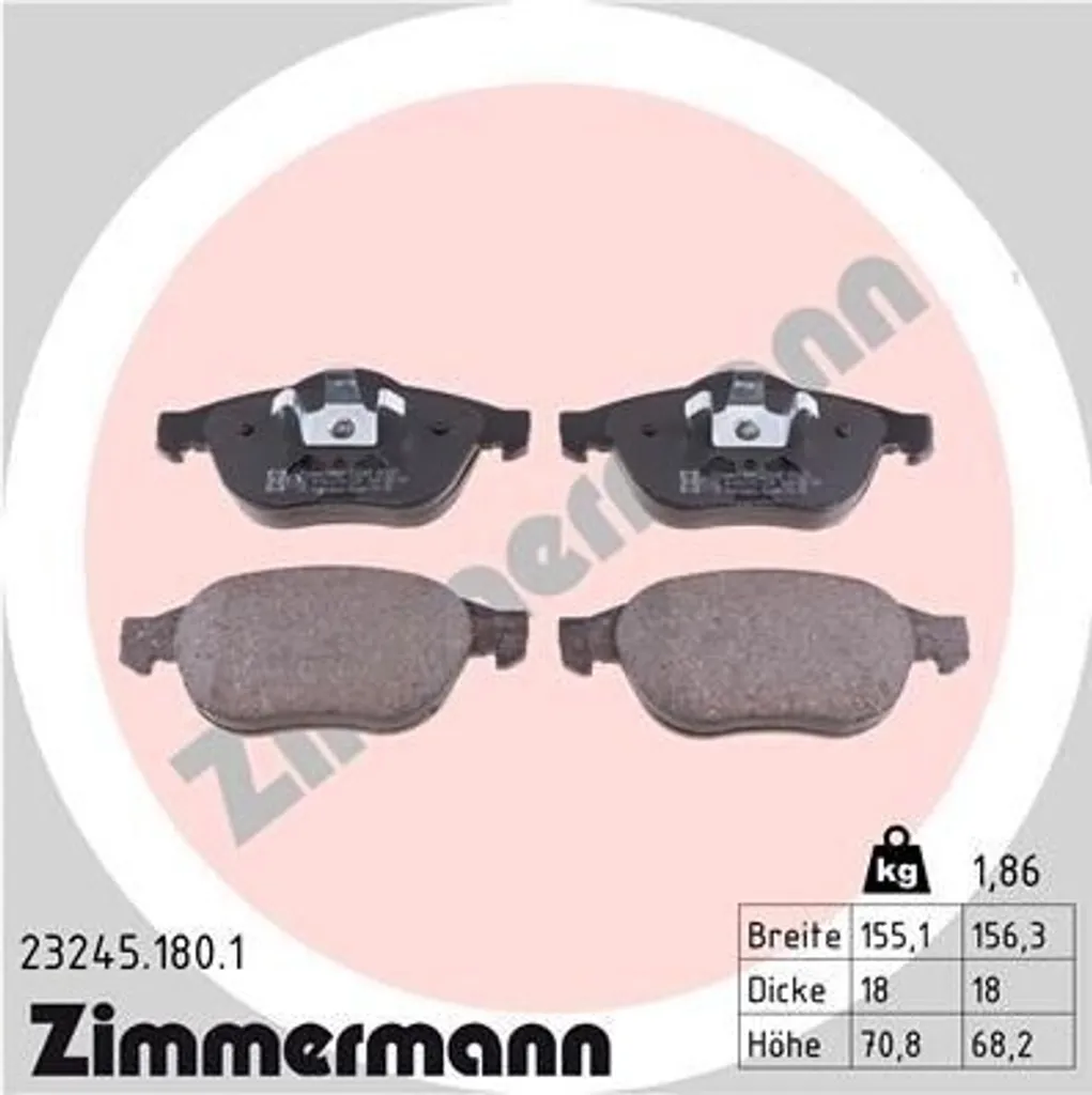 Zimmermann 23245.180.1 Plaquettes de frein pour Renault Laguna II