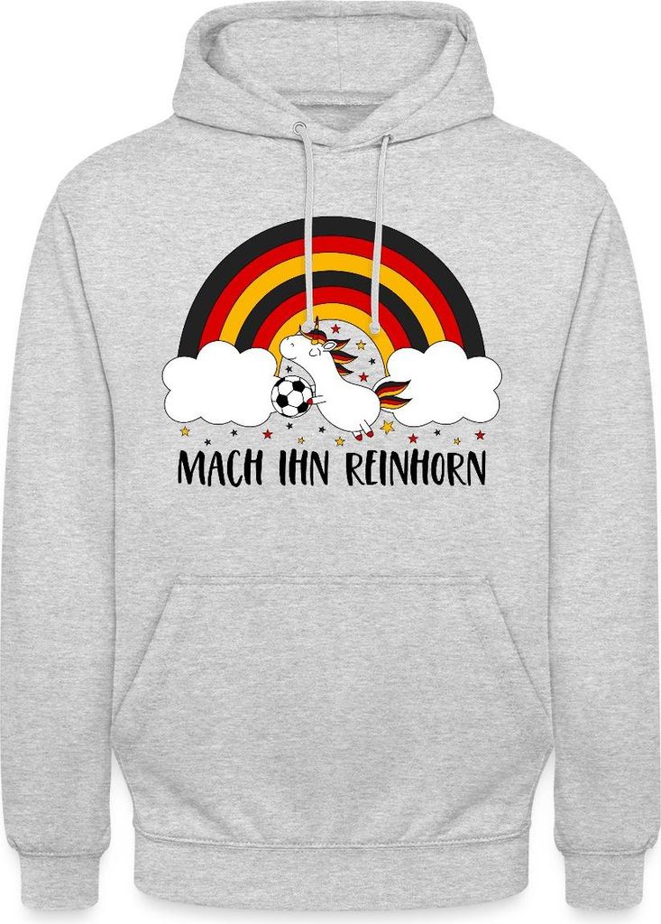 Spreadshirt Deutschland Mach Ihn Reinhorn Lustiger Spruch Fußball Uni Hoodie, S, Hellgrau meliert