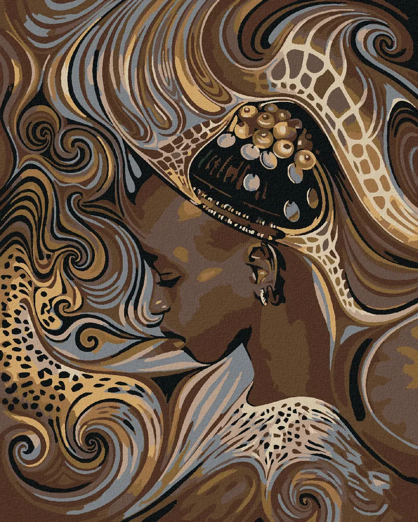 Zuty Diamond Painting Kit 40x50 Ragazza Africana Tela Tesa su Legno