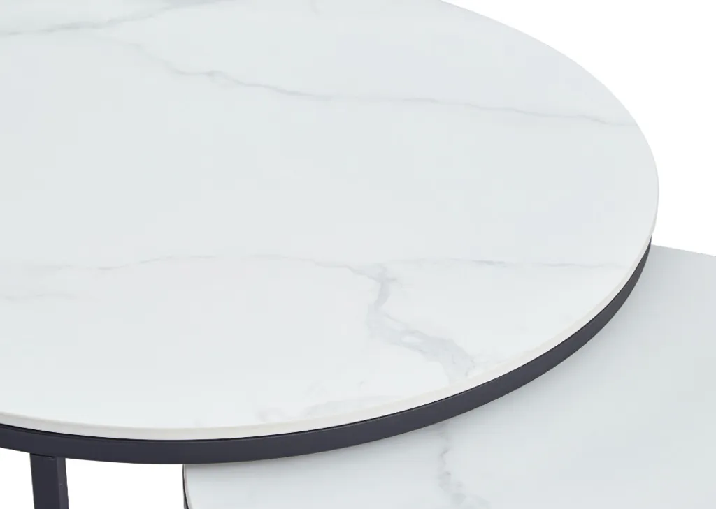 Ensemble de Tables de Salon Modulables Gain de Place Blanc Marbré