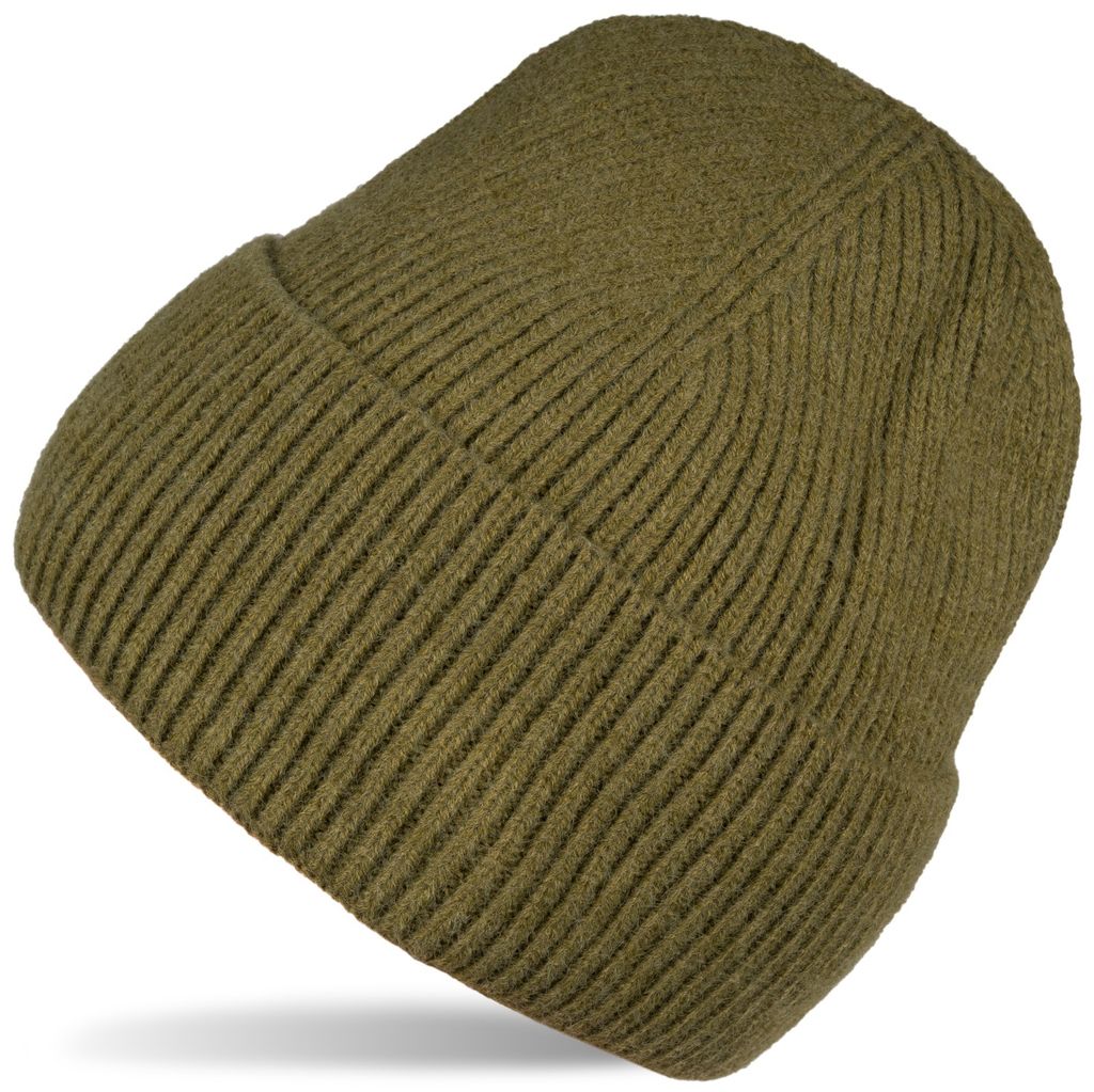 styleBREAKER Uni Strickmütze mit Rippenmuster und breiter Krempe | Doppelt gestrickte Beanie Wintermütze | Warme Feinstrick Haube für Damen und ...