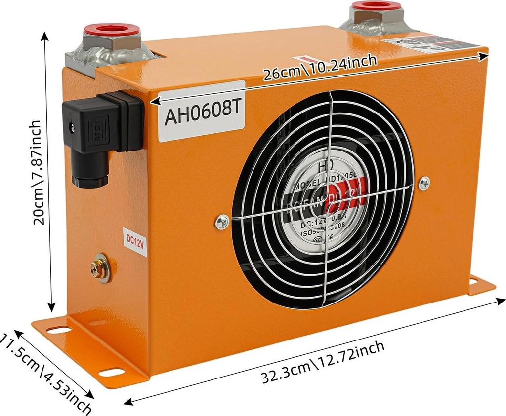 Hydraulik Ölkühler luftgekühlter Radiator - AH0608T-60L-12V - 60 L/min - DC 12V - ≤2 MPa - Kupfermotor - Freistehend - Armeegrün