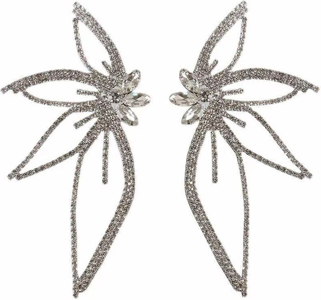 1 Paar Damen Übertrieben Zirkonia Maple Leaf Ohrstecker Aussage Luxus Glänzende Ohrringe Modeaccessoires Schmuck Geschenk