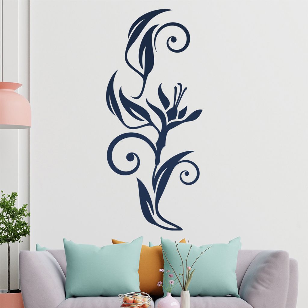 Blumen - Linien Wandtattoo in 6 Größen - Wandaufkleber Wall Sticker - Dekoration, Küche, Wohnzimmer, Schlafzimmer, Badezimmer