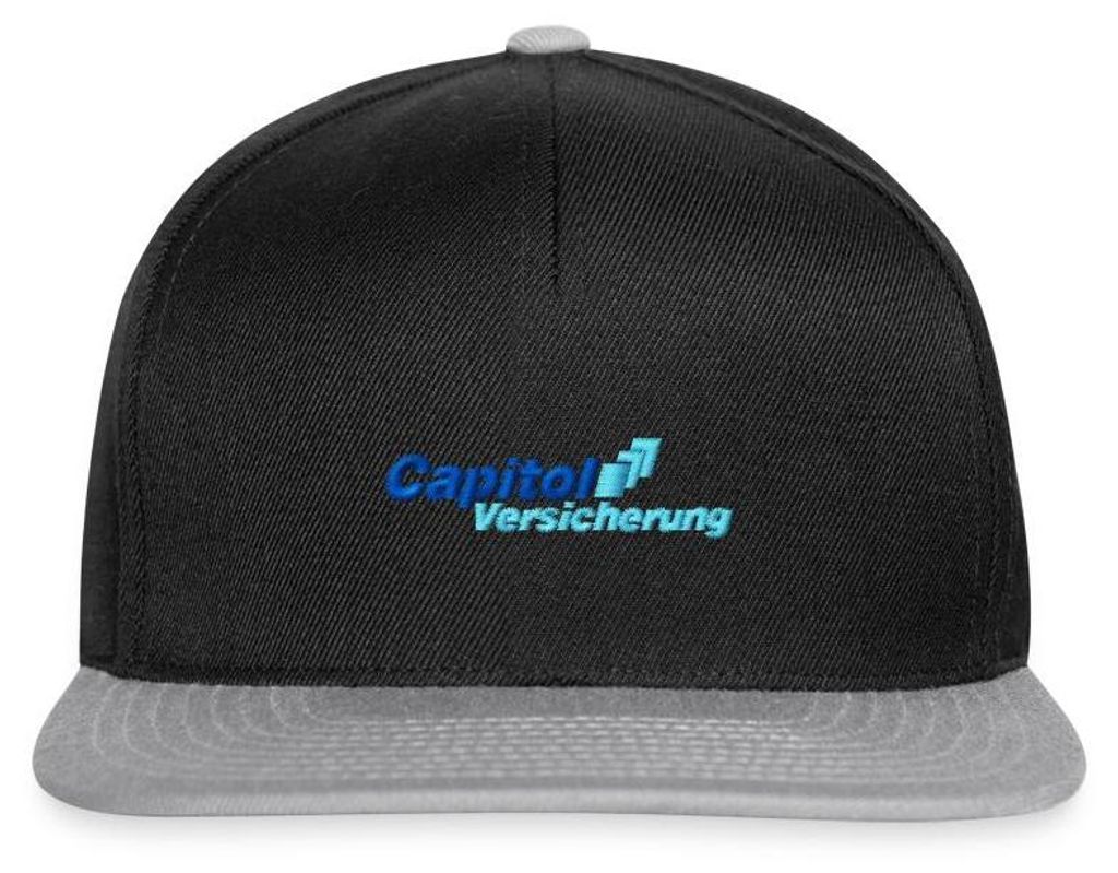 Spreadshirt Stromberg Gesticktes Logo Der Capitol Versicherung Snapback Cap, One size, Schwarz/Grau