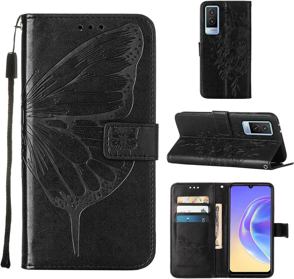 Custodia Protettiva VIVO V21E 5G - Idea Regalo con Farfalle e Porta Carte