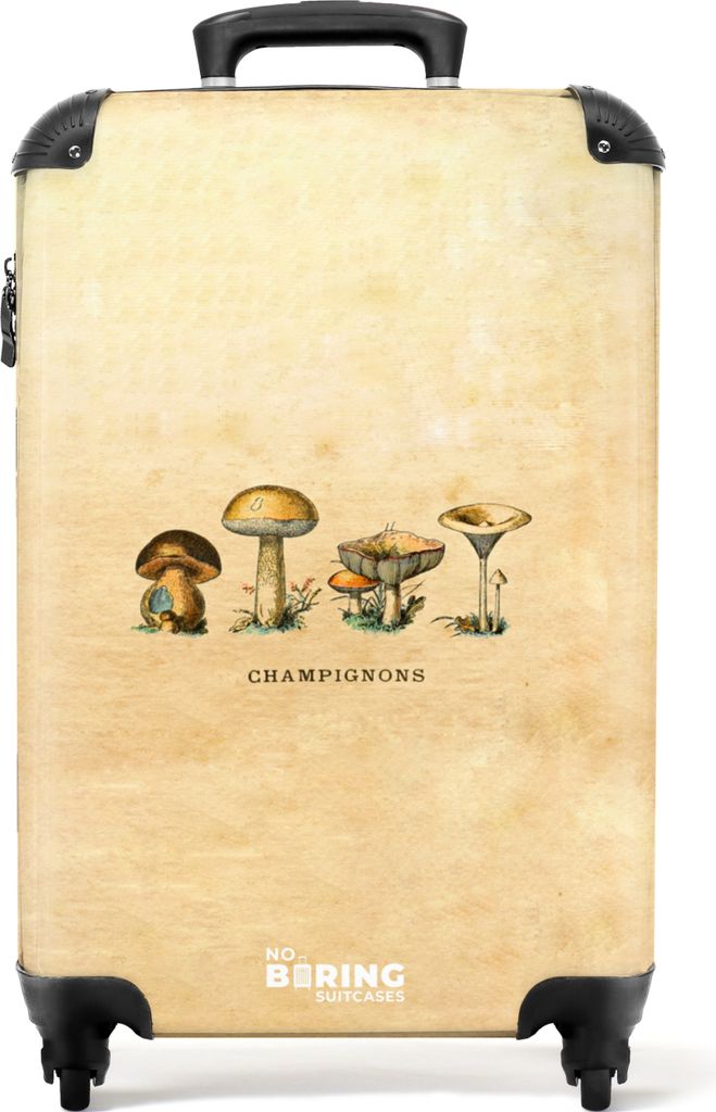 NoBoringSuitcases.com Koffer Handgepäck Trolley Rollkoffer Kleine Reisekoffer mit 4 Rollen - Pilze - Natur - Vintage - Illustration - Kunst - Ca...