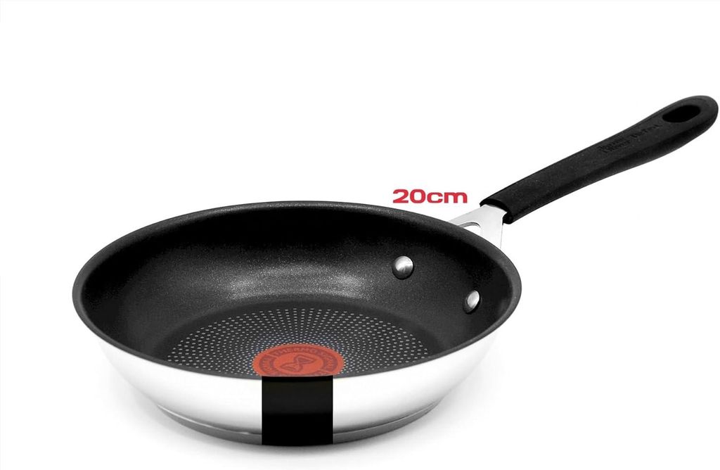 Tefal Bratpfanne Jamie Oliver E30 Pfanne 20cm, Bratpfanne alle Herdarten auch Induktion, Edelstahl 18/10 (Pfannen Inkl. 1 Wender&Filzschoner, 3-tlg.)