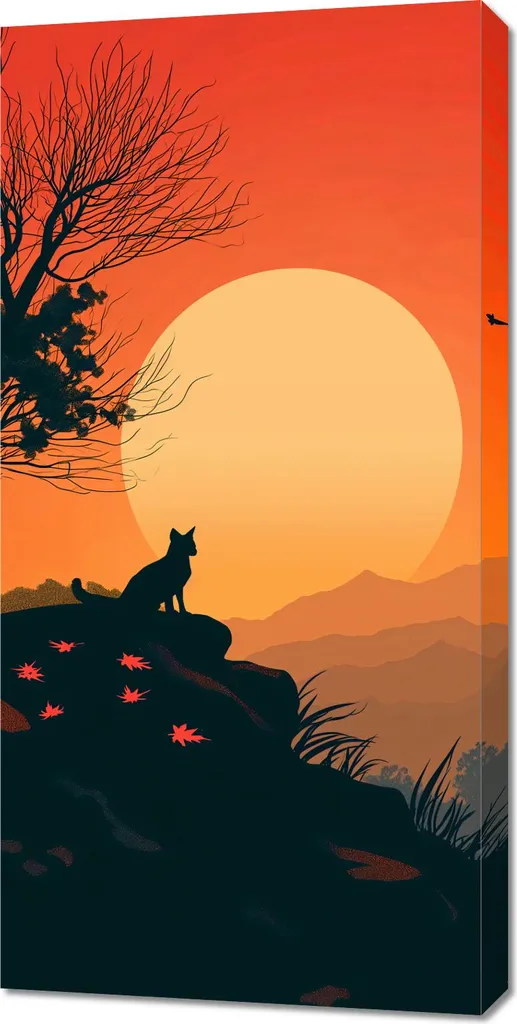 Tableau 50x100 cm Colline aux Chats - Toile Déco Murale Animaux