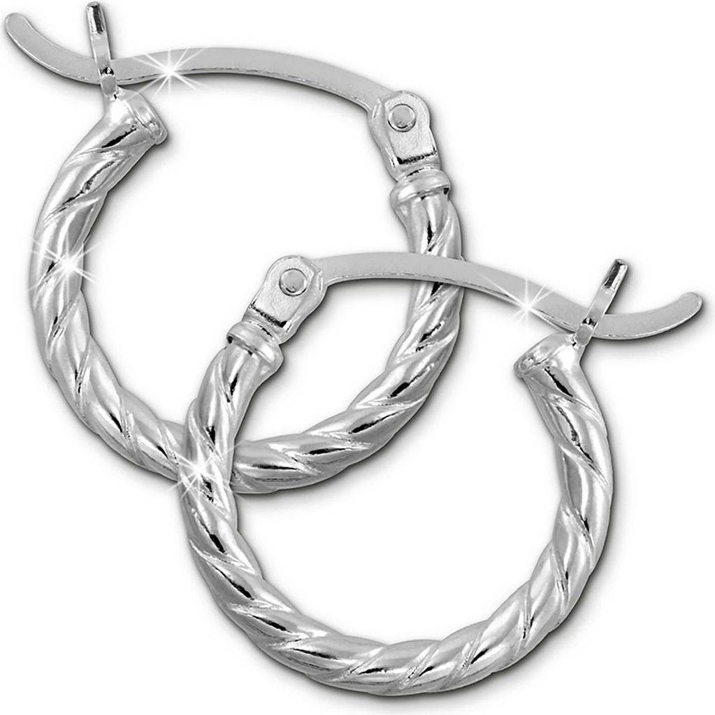 SilberDream Creolen für Damen 925 Silber silber gedreht Ohrringe 15mm SDO0061J
