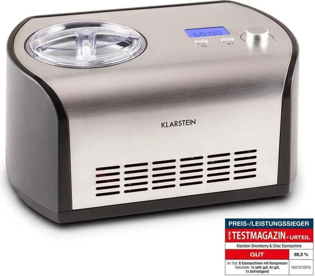 Sorbetière Klarstein 1,2L grise : l'appareil idéal pour desserts frais