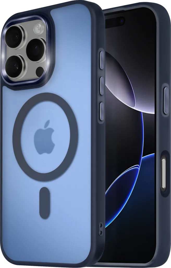 Cover MagSafe iPhone 16 Pro Avizar Frost Colour - Blu Scuro Minimal