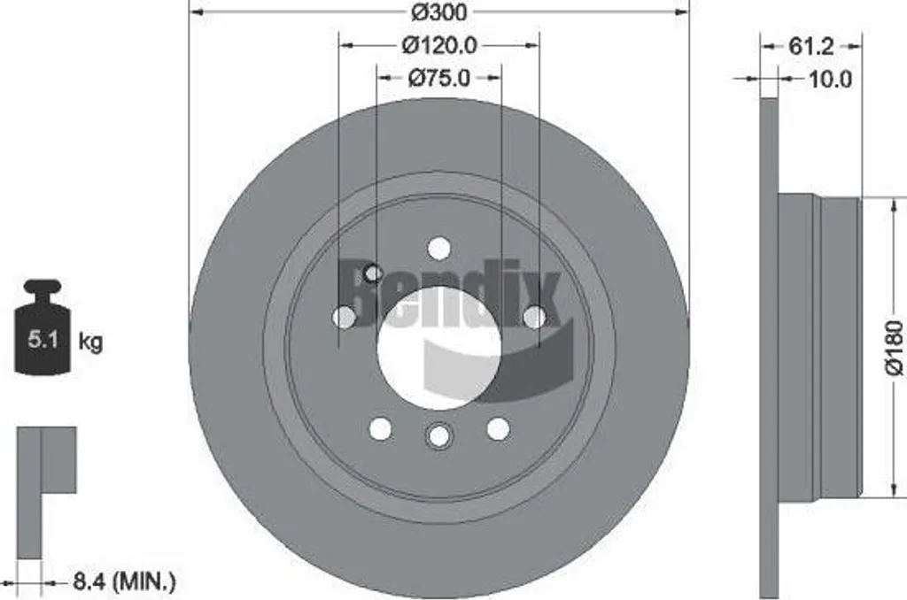Disque de frein BENDIX BDS1811 OE 1156668 pour BMW Série 5 E34 - Qualité