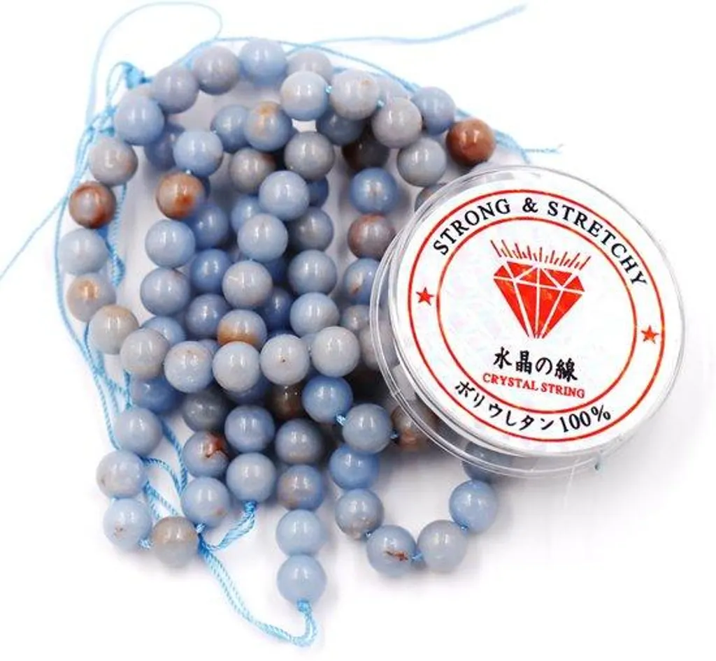 Bracelet d'angélite 8 mm anti-stress - 96 pierres pour apaiser l'esprit