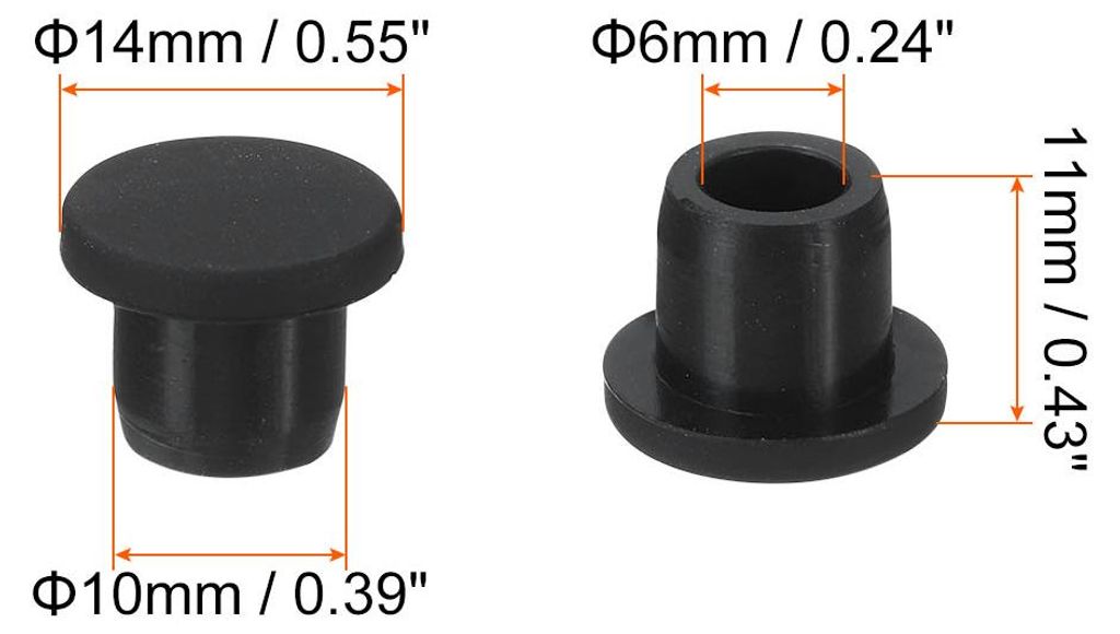 Silikon Gummi Loch Stopfen Weich Flexibler Stopfen fš¹r 9-10mm Loch Schwarz 10Stk