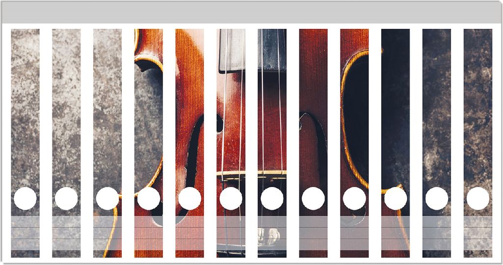 Wallario Ordnerrücken Sticker, selbstklebend für schmale Ordner, 12 Stück, Motiv Nahaufnahme einer alten Violine