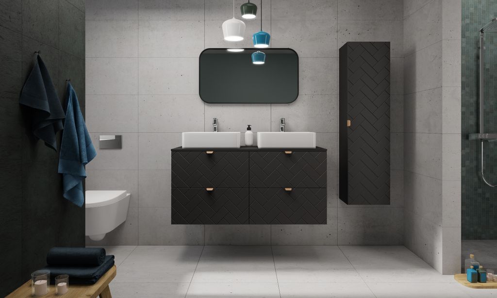 Furnisell MDF Badmöbel set 2-teilig "TRENDY 120" , ohne blatt, schwarz