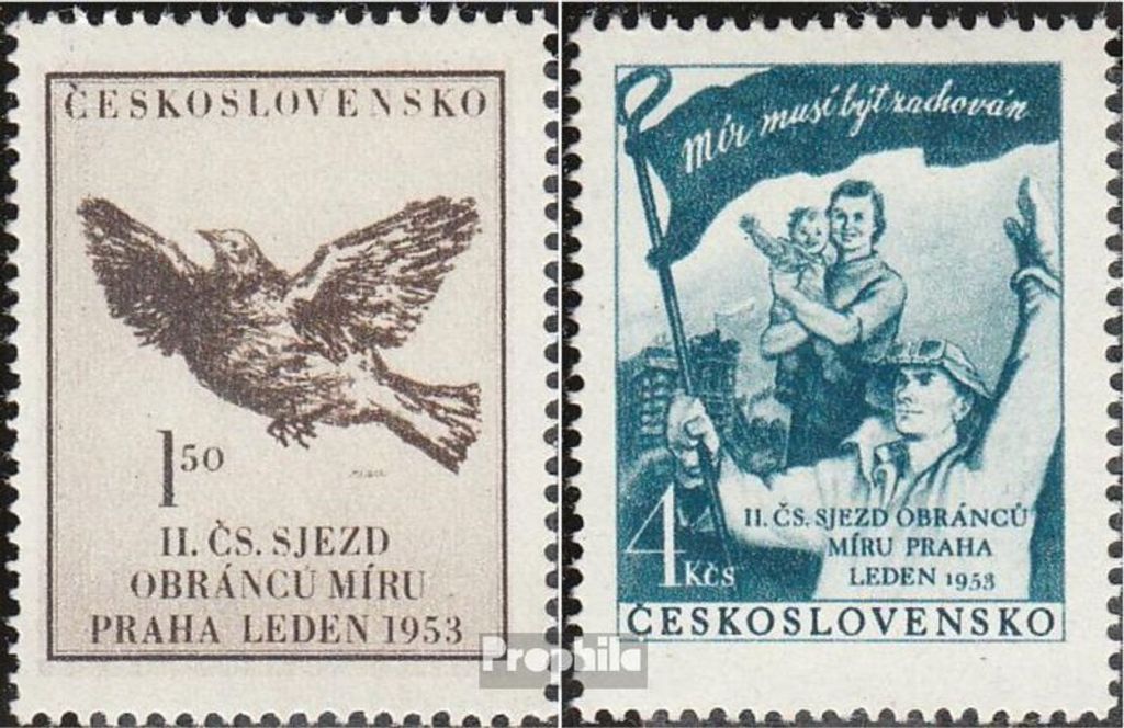 Briefmarken Tschechoslowakei 1953 Mi 776-777 (kompl.Ausg.) postfrisch Friedenskongreß