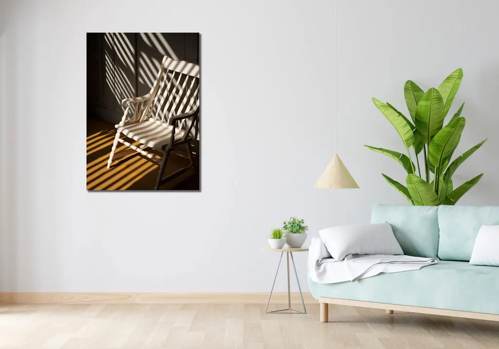 Tableau moderne Image 70 x 100 cm Chaise à l'ombre pour mur