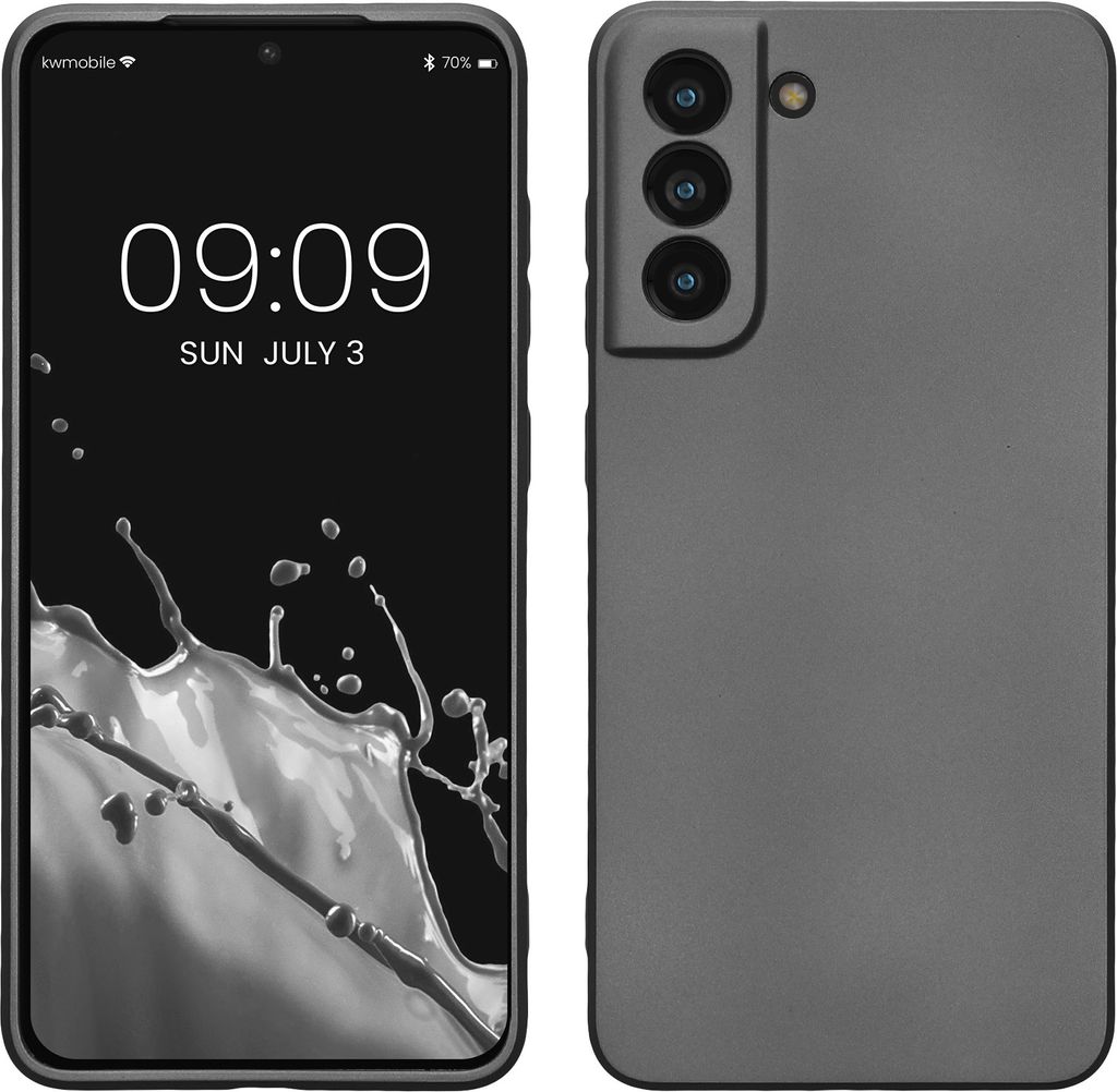 kwmobile Case kompatibel mit Samsung Galaxy S21 FE Hülle - Schutzhülle aus Silikon metallisch schimmernd - Handyhülle Metallic Grau