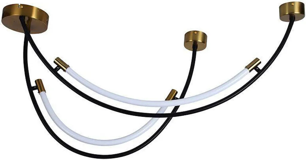 Suspension LED 100 cm pour table salle à manger, aluminium noir et laiton
