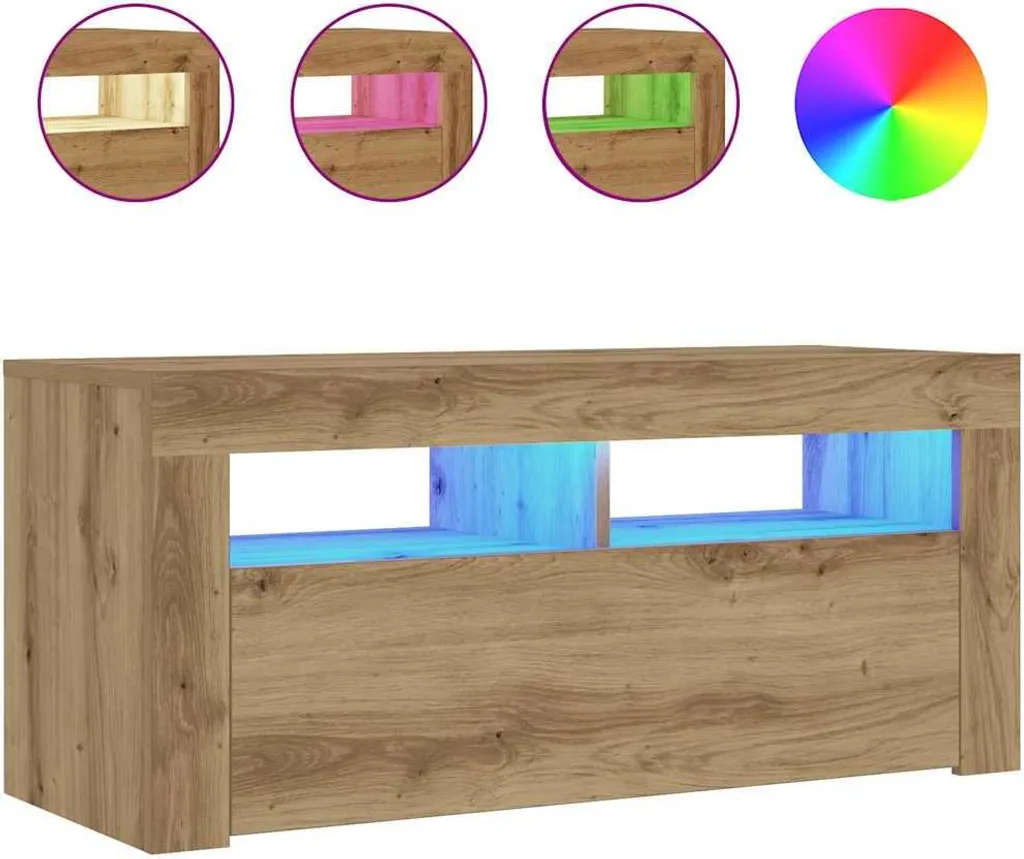 Mobile TV LED Rovere Artisan 90x35x40 cm | Stile Minimalista Urbano