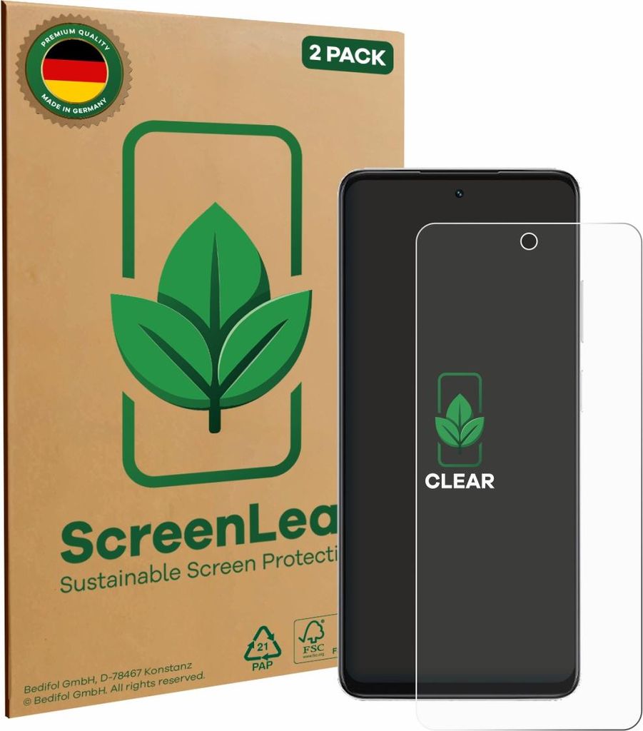 2x ScreenLeaf Schutzfolie für Oppo A5x 4G nachhaltiger Displayschutz Display Schutz Folie Klar Transparent