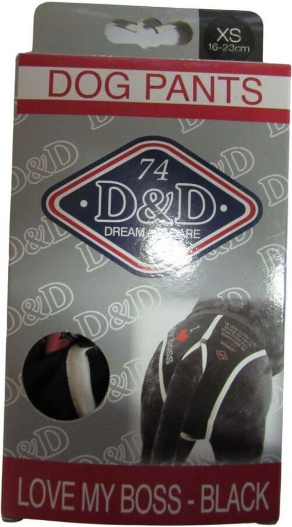 D&D Hundeschutzhose Dehnbündchen Schwarz Waschbar Hunde Pants GR.XS / 16-23cm