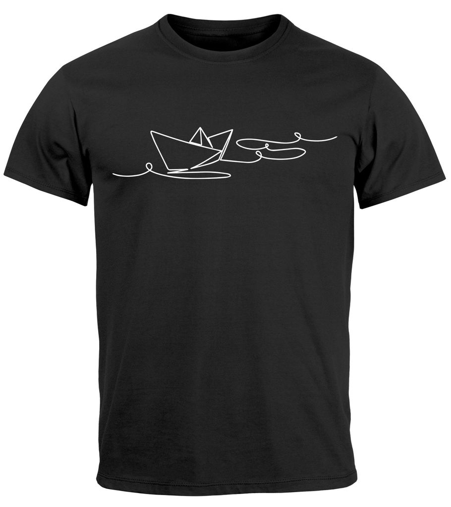 Herren T-Shirt Boot Polygon Papier-Schiff Origami Aufdruck Print Fashion Streetstyle Neverless schwarz 5XL