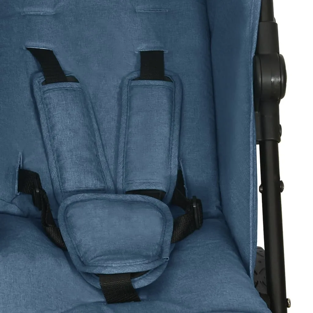 Poussette double côte à côte bleu marine avec châssis acier compact - 8