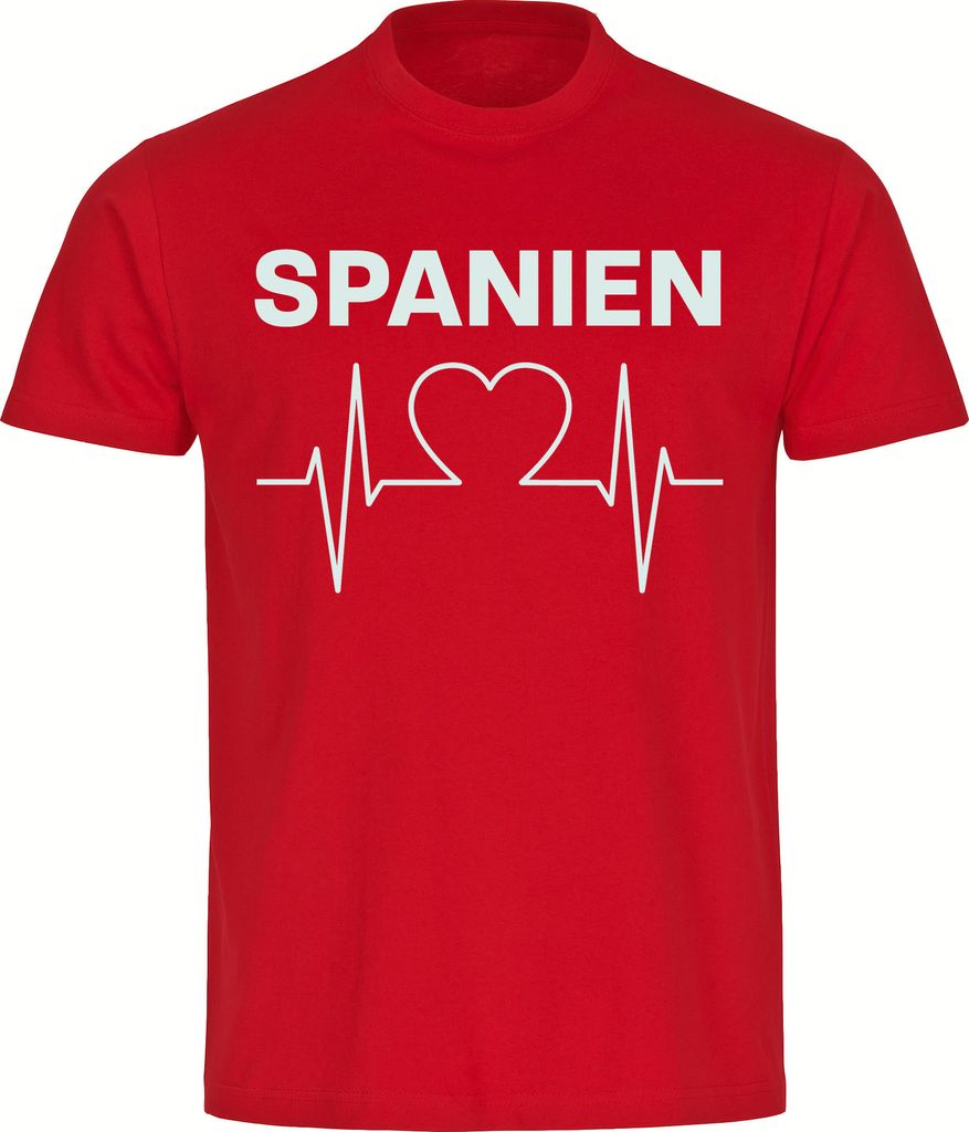 multifanshop Herren T-Shirt - Spanien - Herzschlag, rot, Größe L