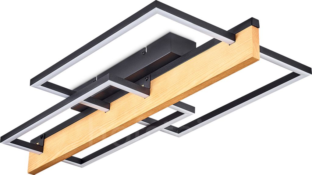 Palermo moderne Deckenlampe aus Holz/Metall/Kunststoff in Natur/Schwarz/Weiß