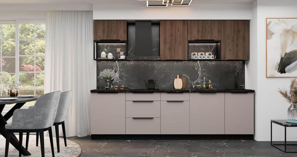 Küchenmöbel-Set Kochzeile Monza/ Arona 280cm mit Arbeitsplatte