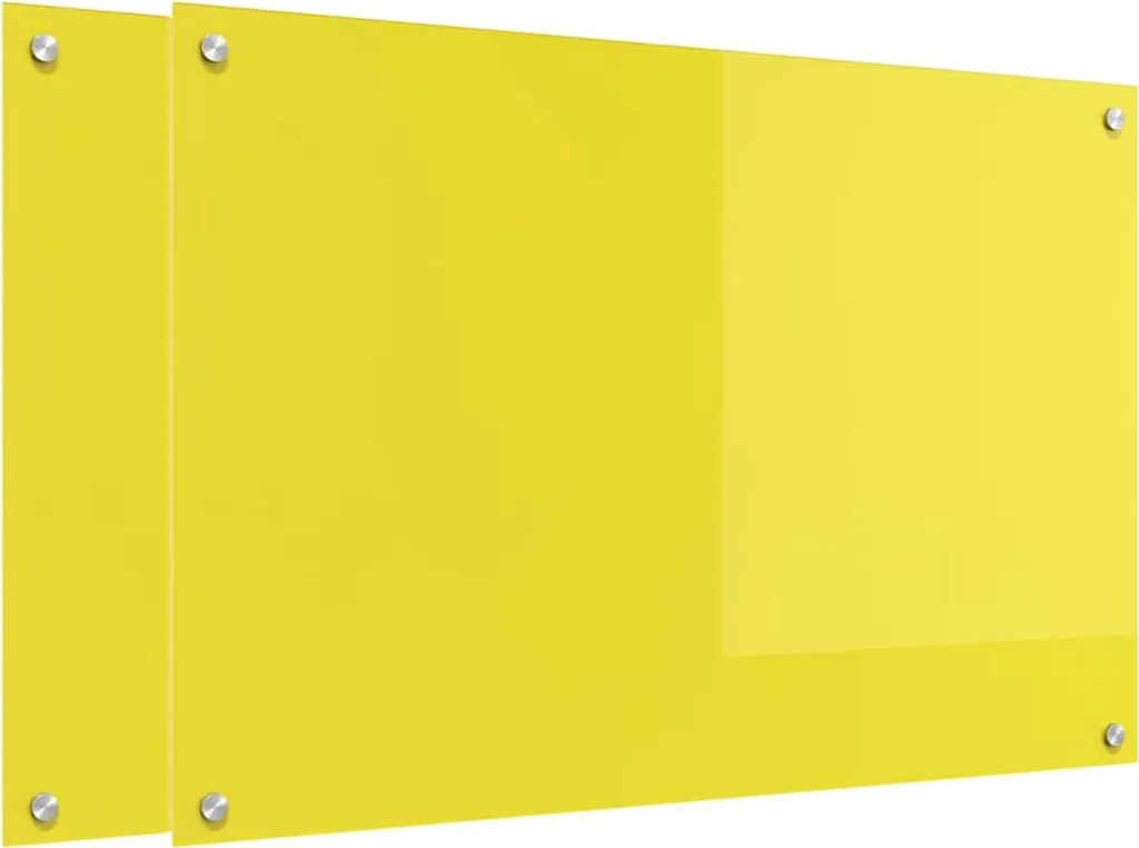 vidaXL Alzatina Cucina 2 pz Giallo 90x60 cm Vetro Temperato Antigraffio