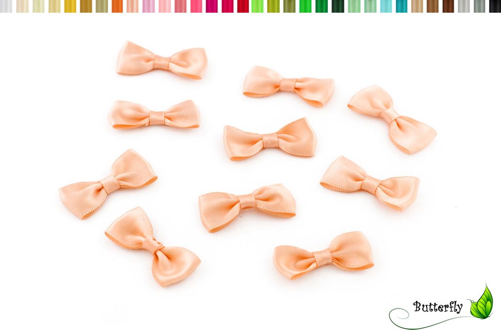 10 Stück Satinschleifen 4cm x 2cm, Farbauswahl:apricot 714
