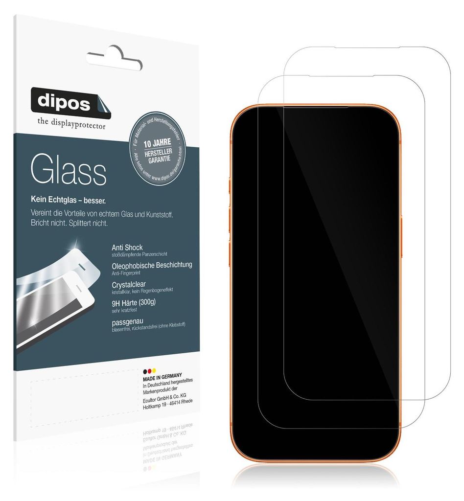 2x Schutzfolie für Apple iPhone 17 Pro Max - Anti-Shock 9H Folie dipos Glass Kunststoffglas