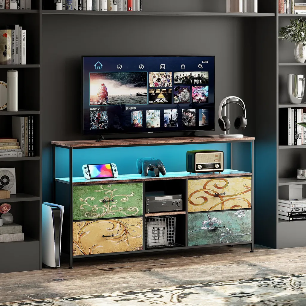 Supporto TV 137 cm Metallo Nero: Mobile Industriale per Soggiorno e Camera