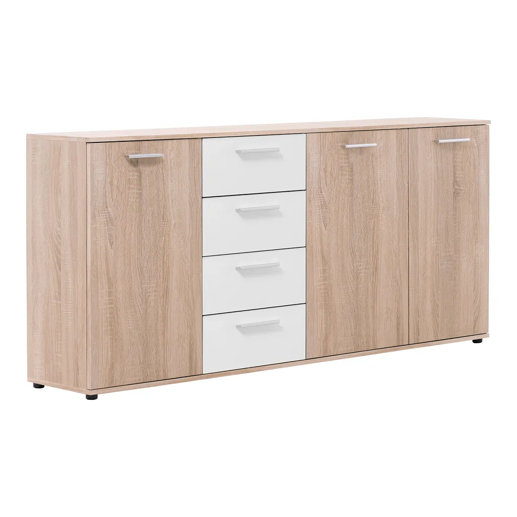 Commode de chambre LUND 52 rangement vêtements bois et blanc moderne