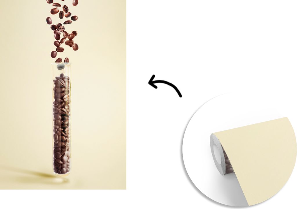 MuchoWow Fototapete für Wohnzimmer oder Schlafzimmer Wandtapete Vinyl Motivtapete Reagenzglas mit den bitteren Kaffeebohnen - 190x280 cm - Küche