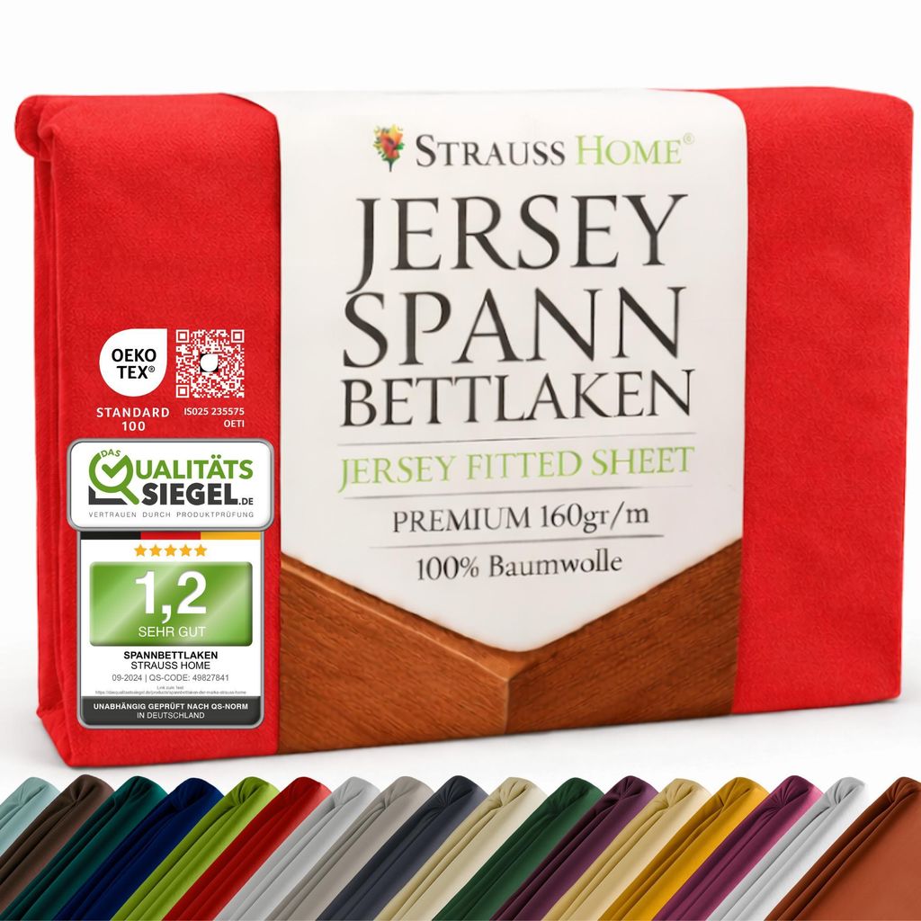 Strauss Home Premium Spannbettlaken – 160 g/m² Gekämmte Baumwolle – Extra Hohe Steghöhe in Hotelqualität – Formstabil & Langlebig – F...