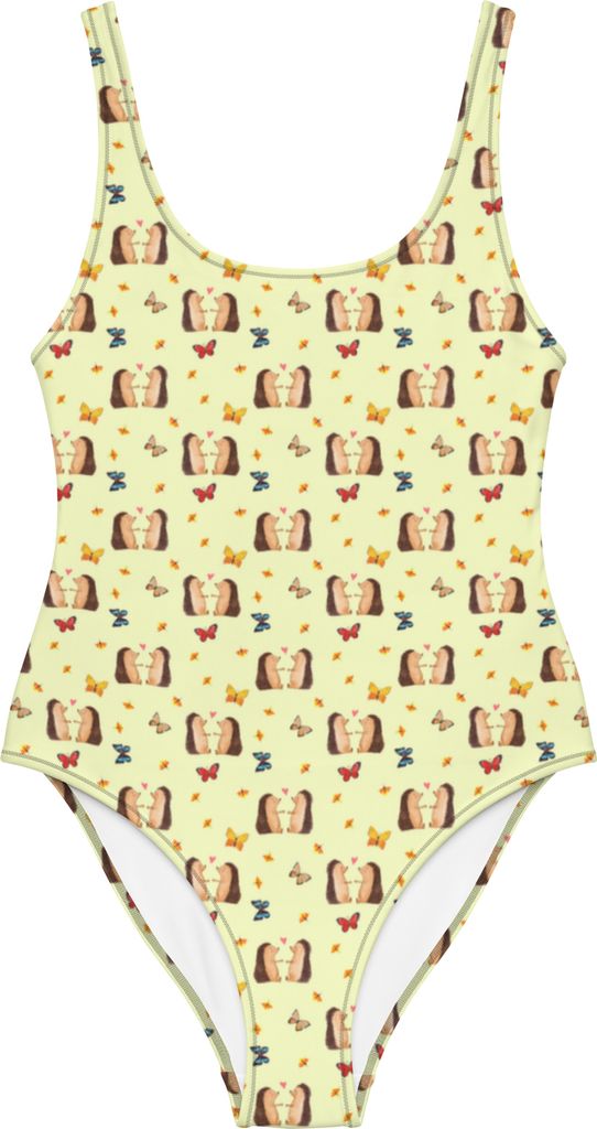 Mr. & Mrs. Panda Shape-Badeanzug Igel Liebe Größe L - Gelb - Geschenk, Damen-Einteiler, Hochzeit, Freundin, Badeanzug, Damen-Badeanzug, Schwimman...