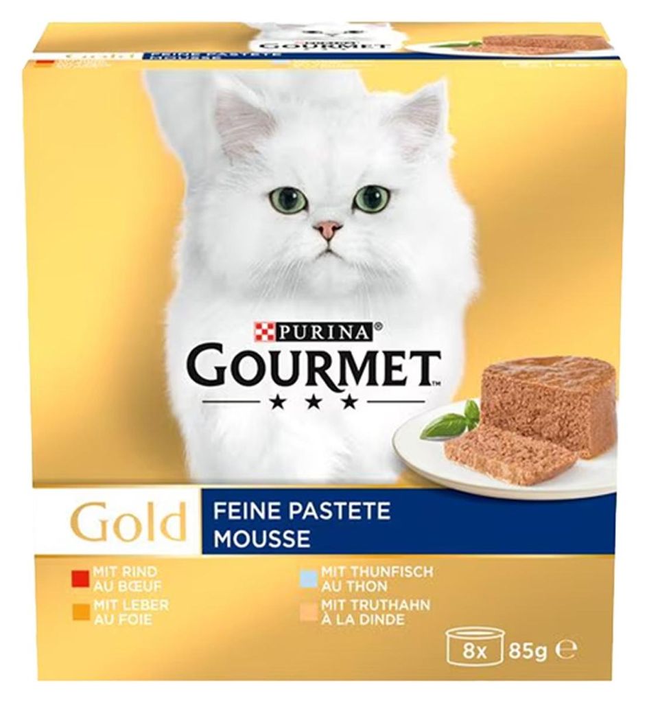GOURMET Gold Mousse 8 x 85 g, Adult, Rind, Leber, Produktbild 