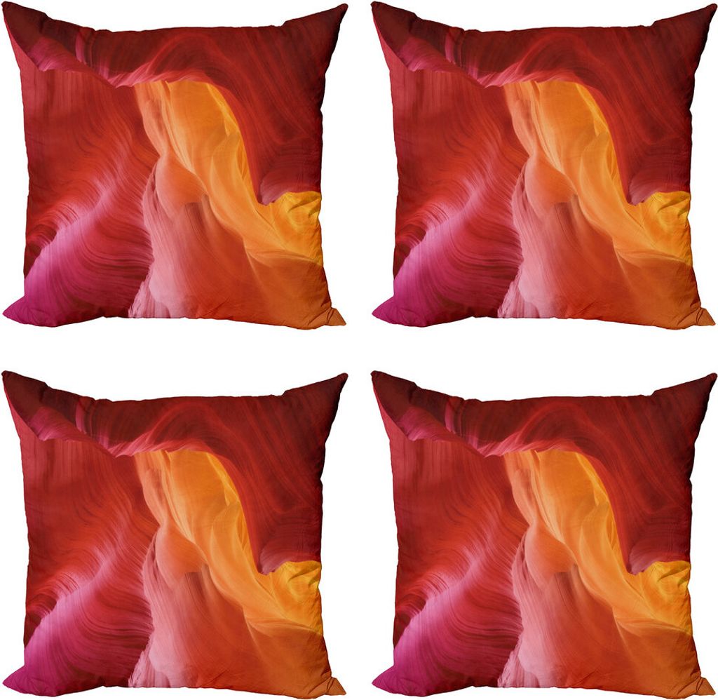 ABAKUHAUS Geologie Kissenbezug Set (4 Stück), Farbtönungen von Erodieren Stein, Moderner Doppelseitiger Digitaldruck, 40 cm x 40 cm, Vermilion bl...