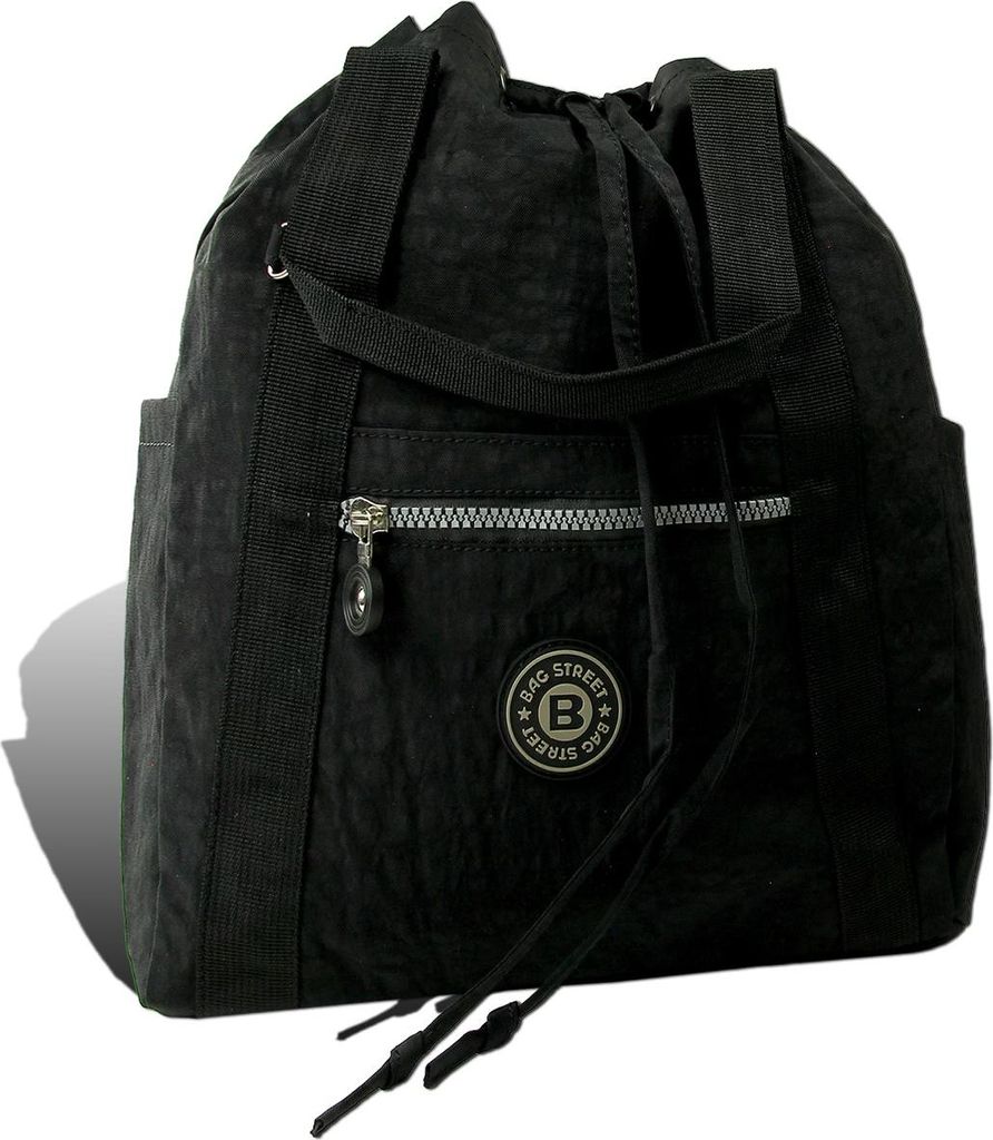 Bag Street Rucksack Crinkle Nylon schwarz trendiger Damen Handtasche D2ORJ202S