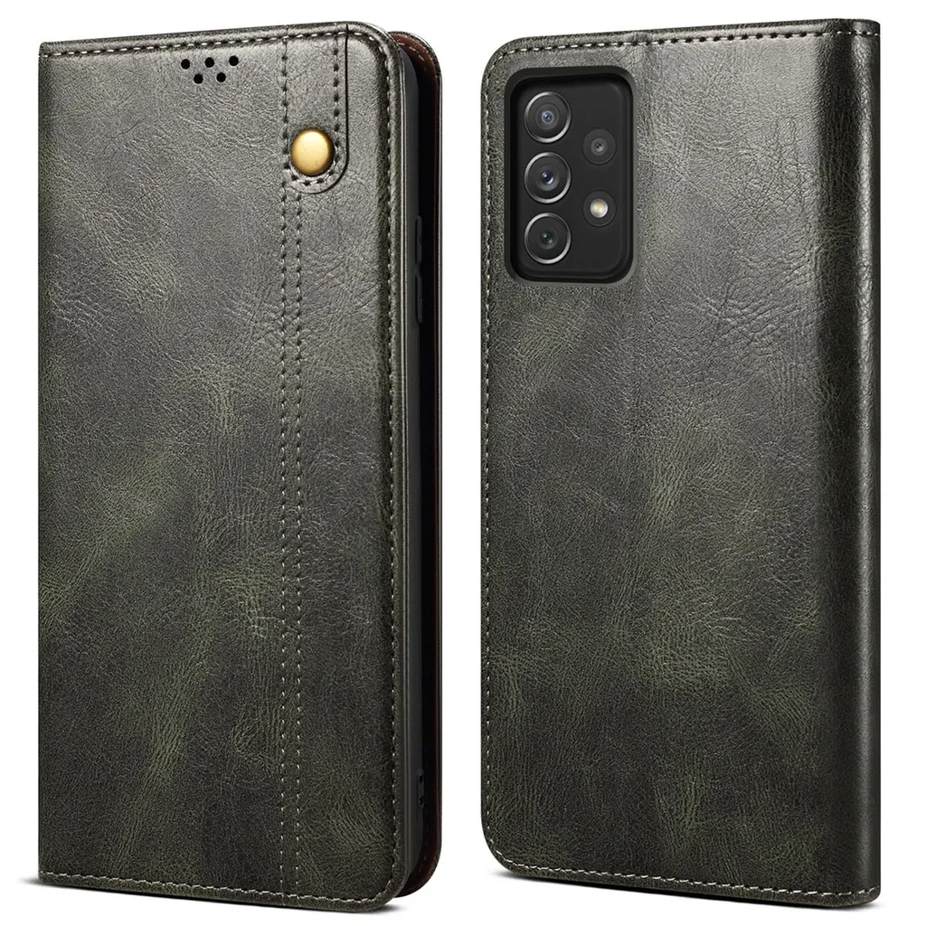 Custodia per Samsung Galaxy A53 5G, portafoglio in pelle flip case con funzione stand verde