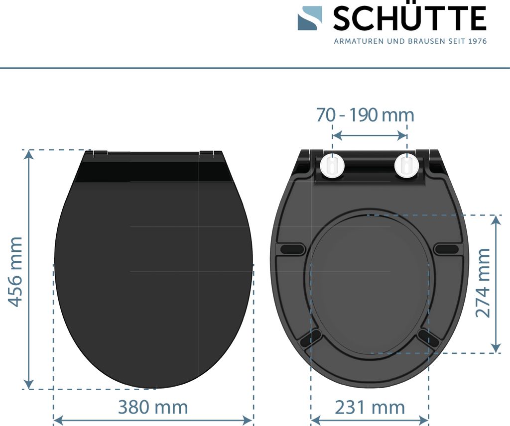 SCHÜTTE Duroplast SLIM WC sedátko s měkkým zavíráním černé, Obrázek produktu 6