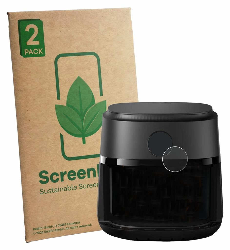 2x ScreenLeaf Schutzfolie für Philips Airfryer 2000 Series 6.2L nachhaltiger Displayschutz Display Schutz Folie Klar Transparent