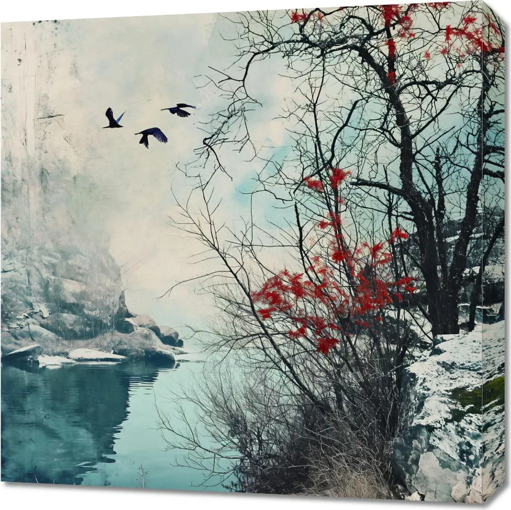 Decorazione Parete Quadro 60x60 cm - Soggetto Natura Alba Invernale